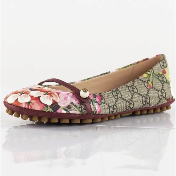 Gucci Shoes - GUCCI GG SUPREME BLOOM BAYADERE BALLET FLATS SLIP ON SHOES SIZE 9.5